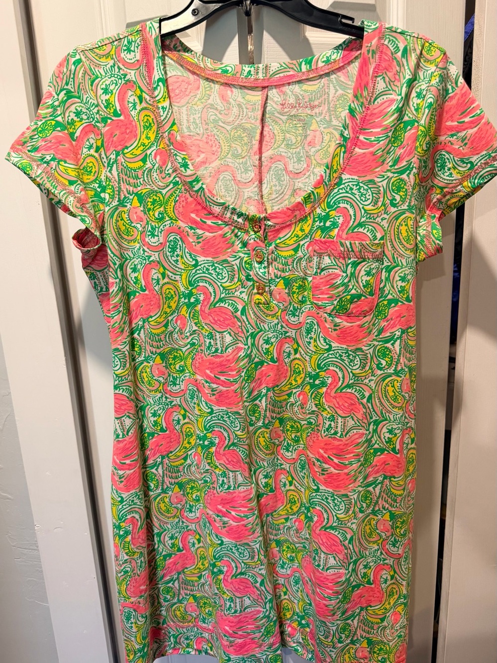 LILLY PULITZER Women’s Pink & Green Printed Short-Sleeve Tee Dress